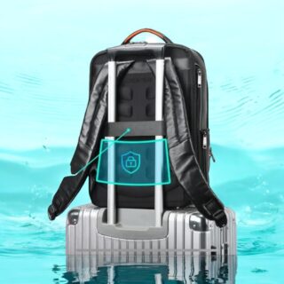 Bopai Αντικλεπτικό Δερμάτινο Σακίδιο Laptop 15.6” 24L Μαύρο