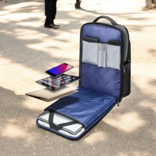 Bopai Αντικλεπτικό Δερμάτινο Σακίδιο Laptop 15.6” 24L Μαύρο