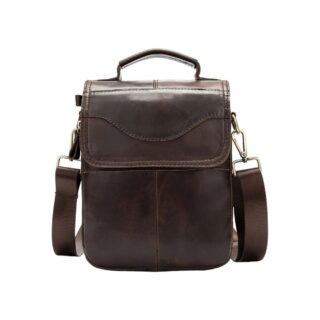 Δερμάτινο τσαντάκι ώμου 8558 σκούρο καφέ