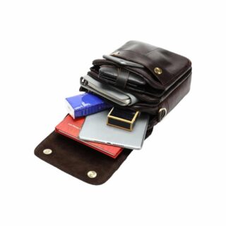 Δερμάτινο τσαντάκι ώμου 8558 σκούρο καφέ