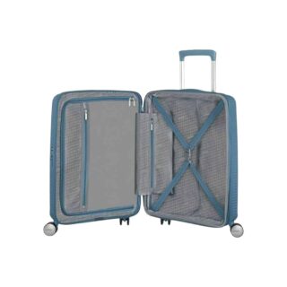 American Tourister Soundbox Spinner Expandable Βαλίτσα Καμπίνας με ύψος 55cm σε Γαλάζιο χρώμα