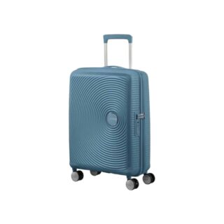 American Tourister Soundbox Spinner Expandable Βαλίτσα Καμπίνας με ύψος 55cm σε Γαλάζιο χρώμα