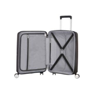 American Tourister Soundbox Spinner Expandable Βαλίτσα Καμπίνας με ύψος 55cm σε Μαύρο χρώμα