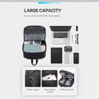 Bange 77115 Σακίδιο Πλάτης Slim Μαύρο 20L Laptop 15.6”