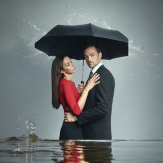 Knirps T.400 Ομπρέλα Duomatic X-Large Μαύρη Prints