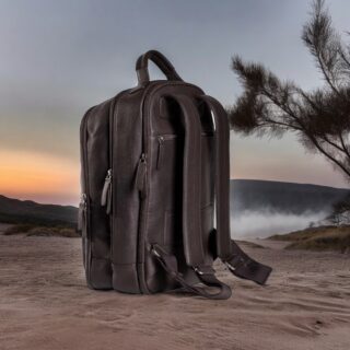 EARTH-20-105 Σακίδιο πλάτης δερμάτινο 7.DOTS D.Brown