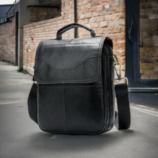 Δερμάτινο τσαντάκι ώμου 8558 black