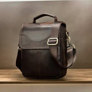 Δερμάτινο τσαντάκι ώμου 8558 σκούρο καφέ