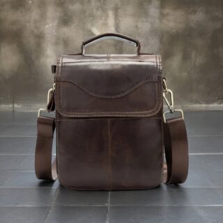 Δερμάτινο τσαντάκι ώμου 8558 σκούρο καφέ