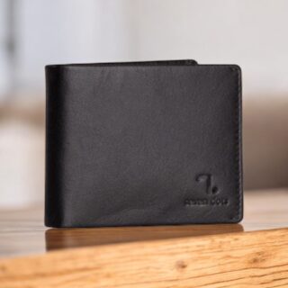 Seven Dots Jupiter-71-007 Δερμάτινο Πορτοφόλι Πλαγίο Μικρό Μαύρο