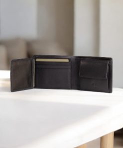 Seven Dots Jupiter-71-007 Δερμάτινο Πορτοφόλι Πλαγίο Μικρό Μαύρο