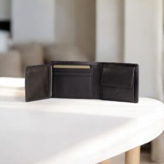 Seven Dots Jupiter-71-007 Δερμάτινο Πορτοφόλι Πλαγίο Μικρό Μαύρο