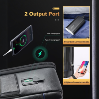 Bopai Δερμάτινο Σακίδιο Πλάτης Laptop 15.6” 24L Μαύρο