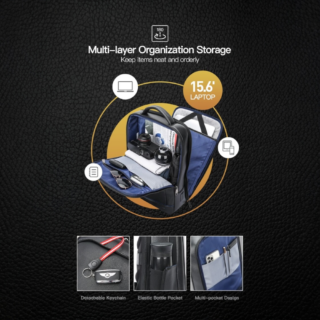 Bopai Δερμάτινο Σακίδιο Πλάτης Laptop 15.6” 24L Μαύρο