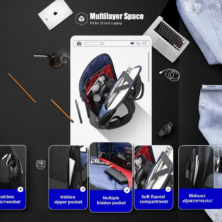 Σακίδιο πλάτης Αντικλεπτικό 16L Laptop 17” Bopai 61-85011 μαύρο