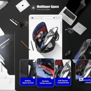 Σακίδιο πλάτης Αντικλεπτικό 16L Laptop 17” Bopai 61-85011 μαύρο