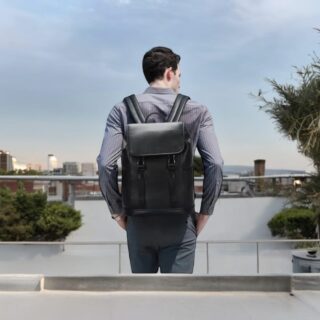 Bopai Αντικλεπτικό Δερμάτινο Σακίδιο Laptop 15.6” 24L Μαύρο