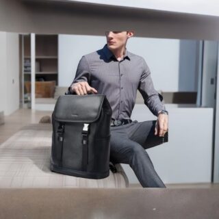 Bopai Αντικλεπτικό Δερμάτινο Σακίδιο Laptop 15.6” 24L Μαύρο