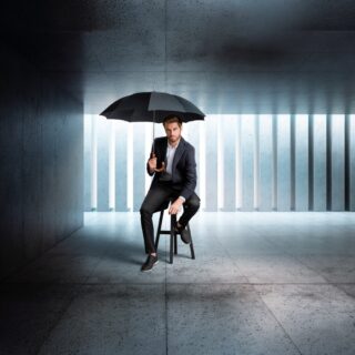 Knirps T.771 Γραμμωτή Ξύλινη Λαβή Αυτόματη Ομπρέλα