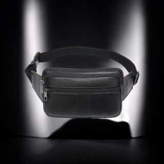 Cardinal Ανδρικό Δερμάτινο Τσαντάκι Μέσης Μαύρο
