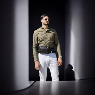 Cardinal Ανδρικό Δερμάτινο Τσαντάκι Μέσης Μαύρο