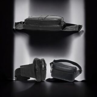 Cardinal Ανδρικό Δερμάτινο Τσαντάκι Μέσης Μαύρο