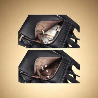 Δερμάτινη Γυναικεία Τσάντα Πλάτης Foxer Μαύρη