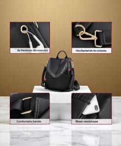 Δερμάτινη Γυναικεία Τσάντα Πλάτης Foxer Μαύρη