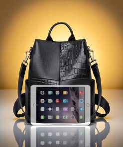 Δερμάτινη Γυναικεία Τσάντα Πλάτης Foxer Μαύρη