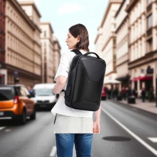 Bange 6621 Μαύρο Δερμάτινο Σακίδιο Πλάτης Laptop 15.6” Αδιάβροχο