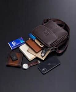 Bull Captain Δερμάτινο Τσαντάκι Ώμου DJB 07 Σκούρο Καφέ