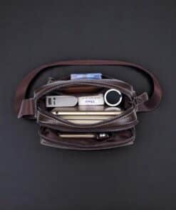 Bull Captain Δερμάτινο Τσαντάκι Ώμου DJB 07 Σκούρο Καφέ