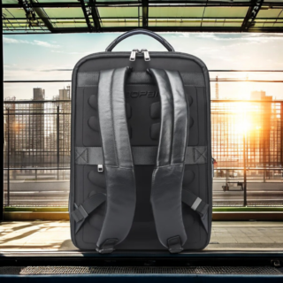 BOPAI Σακίδιο Πλάτης Δερμάτινο Business 15.6’’ Μαύρο