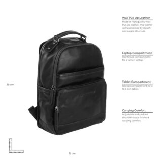 The Chesterfield Brand Austin Σακίδιο Πλάτης Δερμάτινο Μαύρο