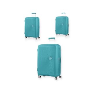 American Tourister Soundbox Spinner Expandable Set 3 Βαλίτσες  Τιρκουάζ χρώμα
