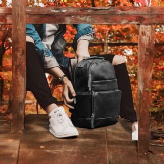 The Chesterfield Brand Austin Σακίδιο Πλάτης Δερμάτινο Μαύρο