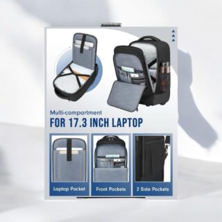 Σακίδιο πλάτης Τροχήλατο 45L Laptop 17.3” Matein 1433 μαύρο