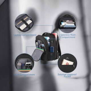 Matein 1364 Μαύρο Σακίδιο Πλάτης 36.8L για Laptop 15.6”