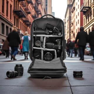 Bange 6626 Δερμάτινο Σακίδιο Πλάτης Κάμερας 17L Laptop 15.6” Μαύρο