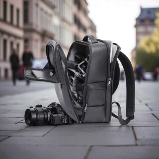 Bange 6626 Δερμάτινο Σακίδιο Πλάτης Κάμερας 17L Laptop 15.6” Μαύρο