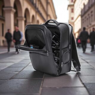 Bange 6626 Δερμάτινο Σακίδιο Πλάτης Κάμερας 17L Laptop 15.6” Μαύρο