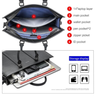 Δερμάτινος χαρτοφύλακας 14″ Bopai 11-98711 μαύρο