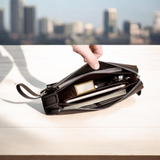 Δερμάτινο Ανδρικό Τσαντάκι χειρός/πορτοφόλι William Polo 197 black