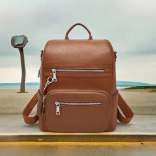Foxer 9135070F Σακίδιο Πλάτης Γυναικείο Καφέ Δερμάτινο