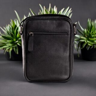 Earth-60-102 Δερμάτινη Τσάντα Ώμου Μαύρη