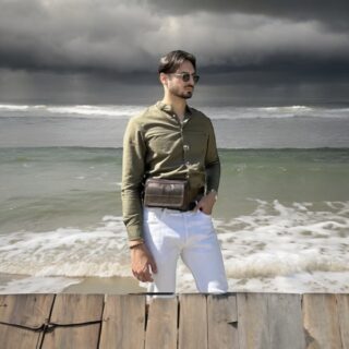 Δερμάτινο τσαντάκι μέσης Cardinal 8966 καφέ