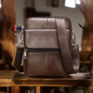 Δερμάτινο τσαντάκι ώμου Cardinal 7350 σκούρο καφέ