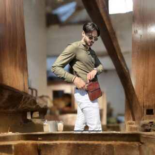 Δερμάτινο τσαντάκι ώμου Cardinal 7350 σκούρο καφέ