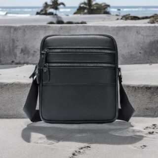 Δερμάτινο τσαντάκι ώμου Cardinal 6076 μαύρο