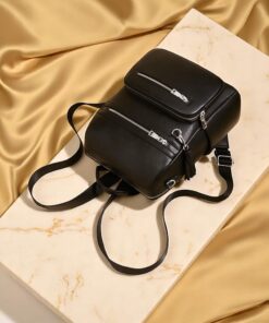 Foxer 9135070F Σακίδιο Πλάτης Γυναικείο Μαύρο Δερμάτινο